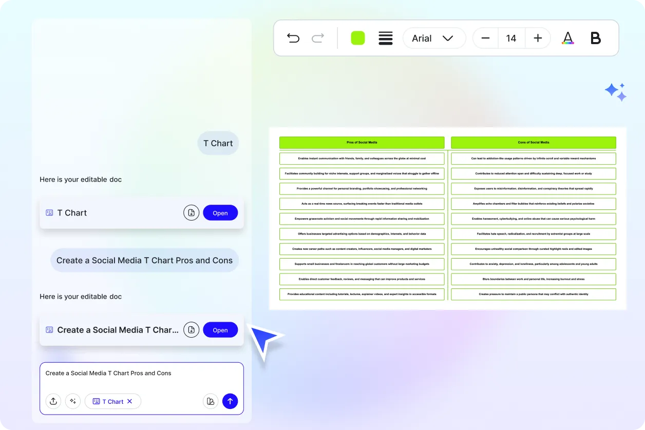 Free AI T-Chart Generator, Free T-Chart Maker [ No Signup ]